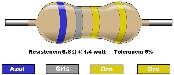 Resistencia 6.8Ω @ ¼W