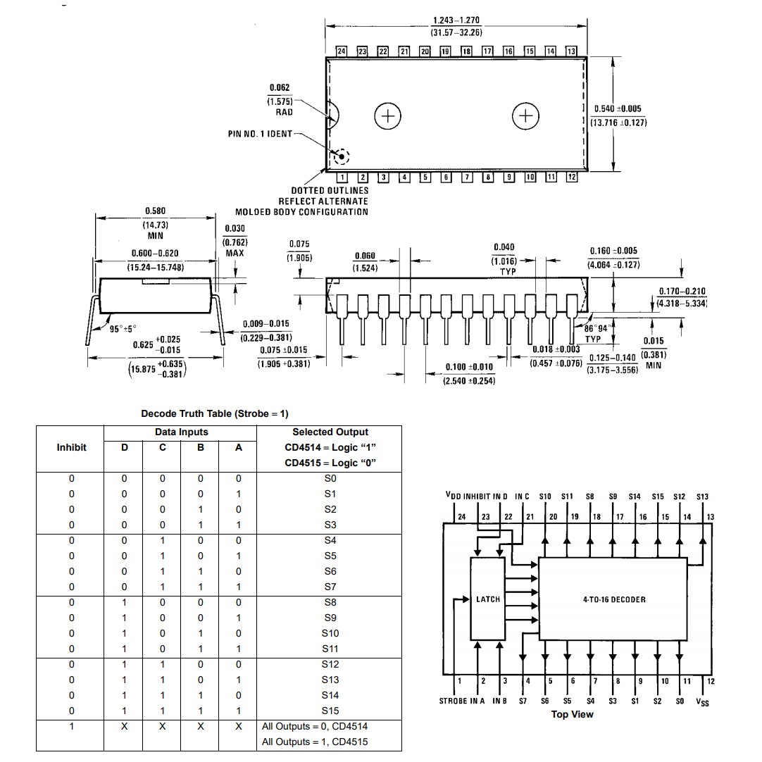 Decodificador 4 - 16 lineas CD4514BE - Imagen 2