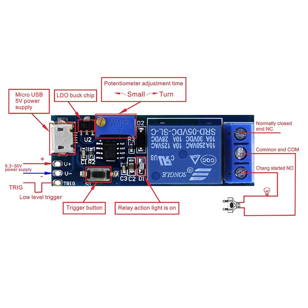 Modulo timer OFF delay relay XY-018 - Imagen 6