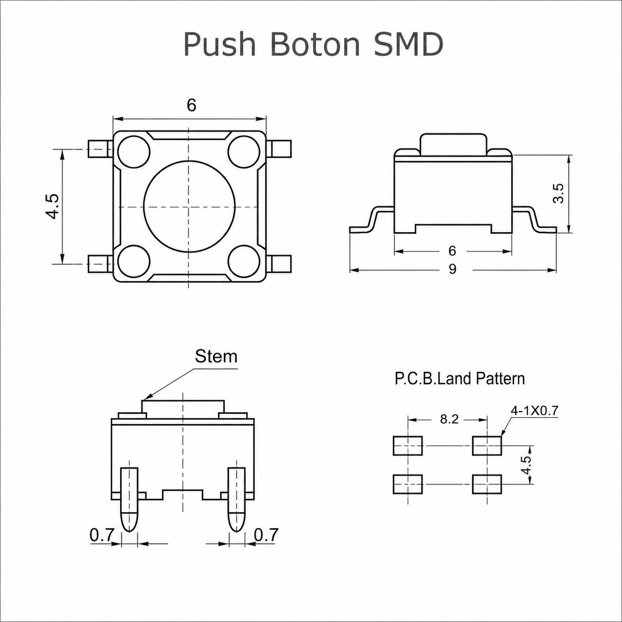 Push Boton Montaje Superficial (SMD) - Imagen 2